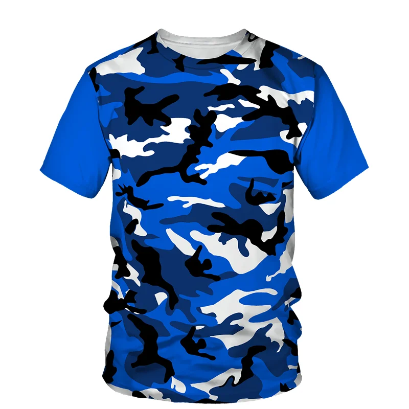 Summer Camouflage Tough Guy Men\'s Casual Outdoor Sportswear Men\'s and Women\'s T-Shirts Jungle Round Neck Tees Short Sleeve Top