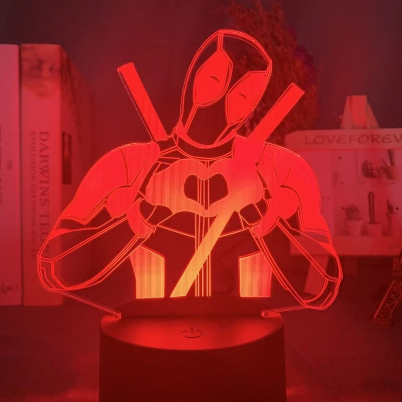 

Marvel Deadpool Movie Merchandise Cartoon Acrylic Light-Up Stand Desktop Decoration Bedroom Atmosphere Night Light Gift