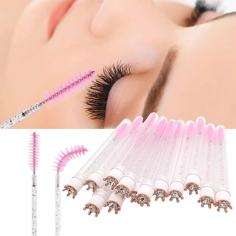 Tube de brosse à cils avec poignée en couronne, brosse de maquillage pour Extension de cils, peigne à sourcils anti-poussière, outils de beauté