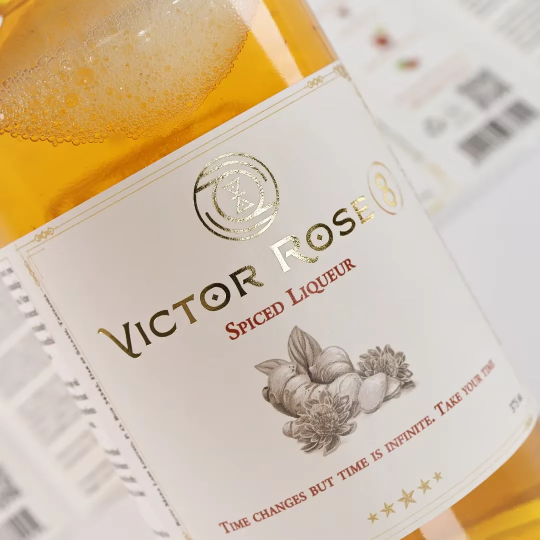 Custom Embossed Matte Gold Foil Wine Bottle Labels | Luxury Textured Adhesive Stickers