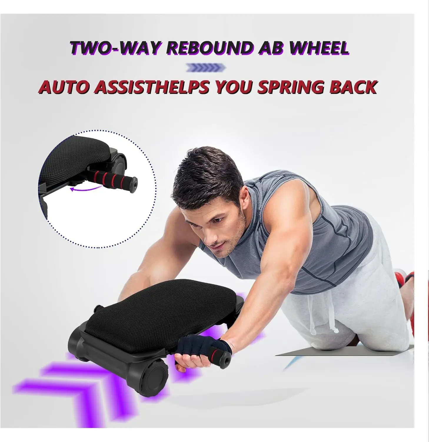 Ab Roller Wheel, Automatic Rebound Abdominal Wheel for Core Workout, Workout Equipment for Difficult Abdominal & Core Strength T