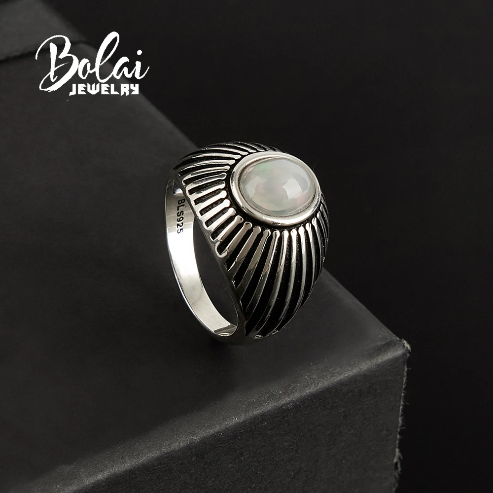 

Classic design 925 sterling silver women's ring October Birthstone nature oval 7*9mm opal cab fine jewelry for anniversary gifts