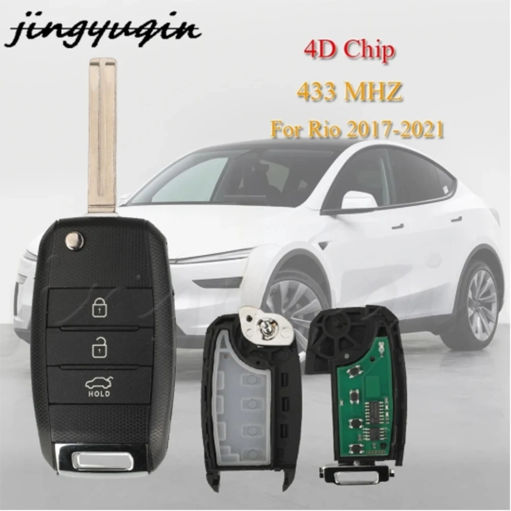 

jingyuqin 3 Buttons Fliding Smart Remote Car Key 433MHz 4D60 Chip For Kia Rio 2017-2021 Ceed 2011-2018 Fob Auto Control