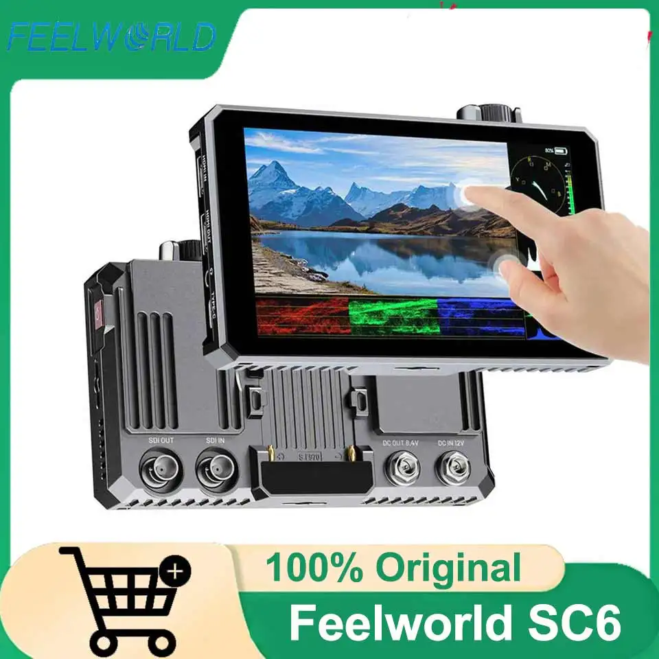 FEELWORLD SC6 6 Inch 1500nit HighBright Aluminium Field DSLR Camera Monitor Touch 3G SDI 4K HDMI60Hz