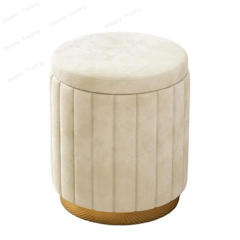 

Luxury Vanity Makeup Stool Round Dressing Chair with Storage Upholstered Bench for Bedroom Modern Side Stool Furniture
