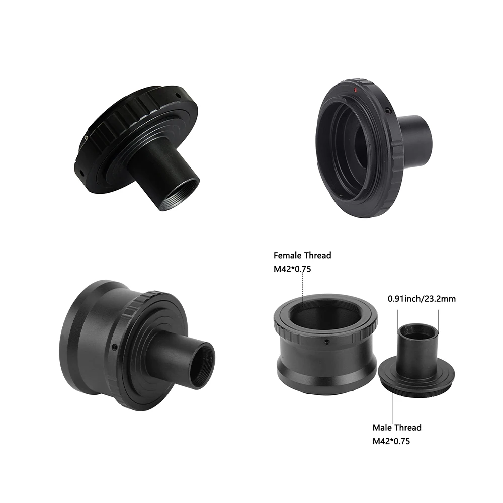 StarDikor 23.2mm T-Adapter Mount For Canon Nikon Sony Pentax Fuji M4/3 Olympus Camera Adapter Microscope Eyepiece Ports Metal