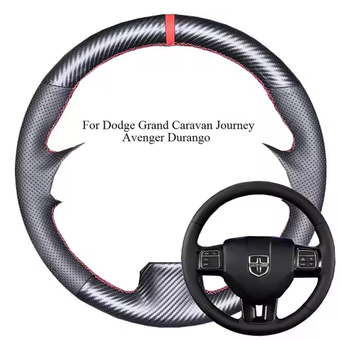 Carbon Fiber Leather Car Steering Wheel Cover For Dodge Grand Caravan Journey Avenger Durango DIY Customized Steering Wrap