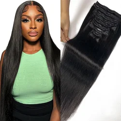 Straight Clip ins Human Hair Extensions Clip in 100 Human Hair Extensions Hair Full Head Human Hair Clip ins Hair Natural Color