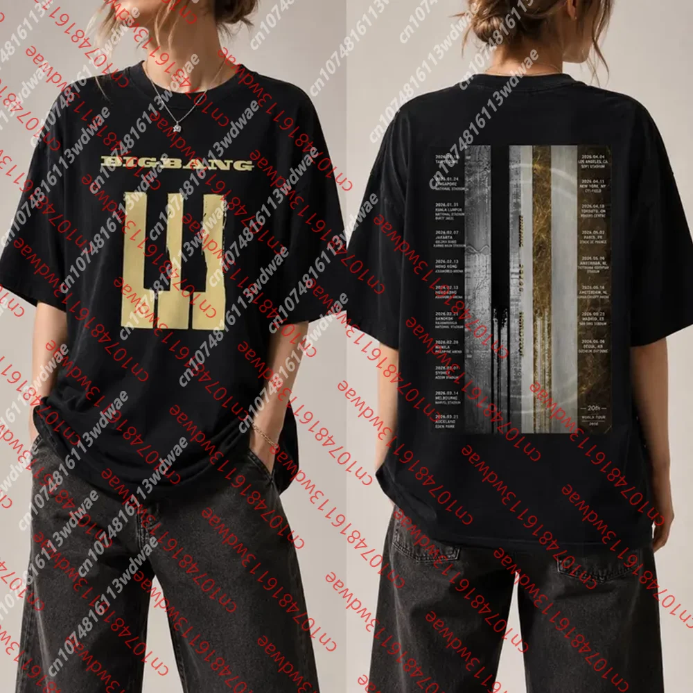 BIGBANG 20th Anniversary World Tour Oversized T Shirt Unisex Black Short Sleeve Women Tee Vintage K-pop Fans Concert Tour Merch