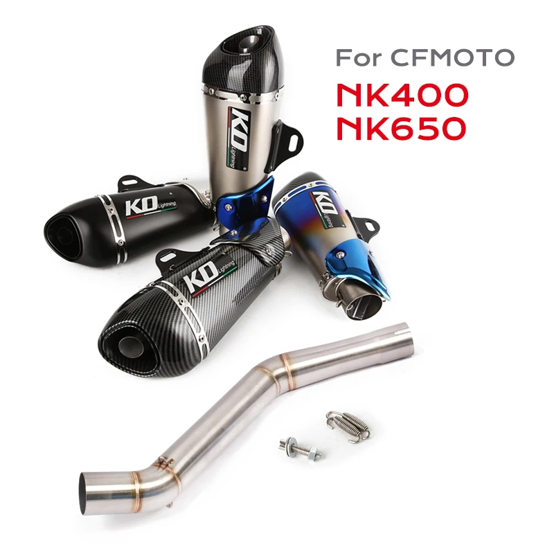 

For CFMOTO 400NK 650NK 650MT Lossless 51MM Exhaust Pipe Motorcycle Muffler Escape Mid Connect Link DB Killer Stainless Steel