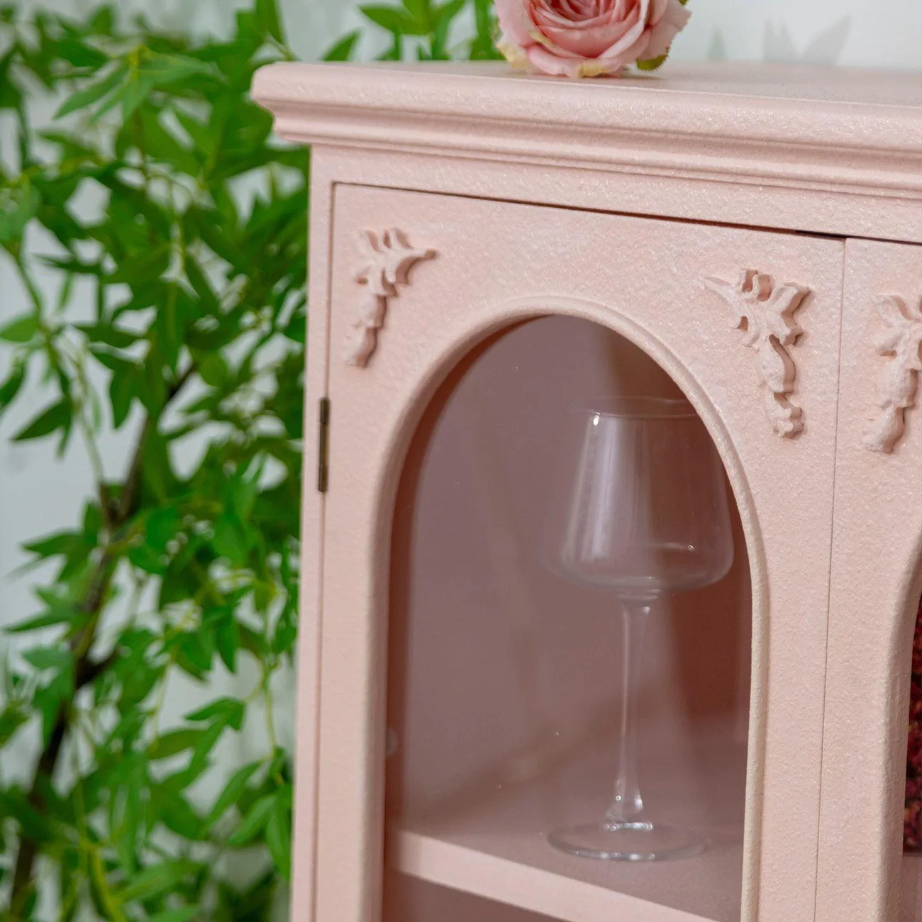 retro style dining side  European cream entrance locker living room American display cabinet pink