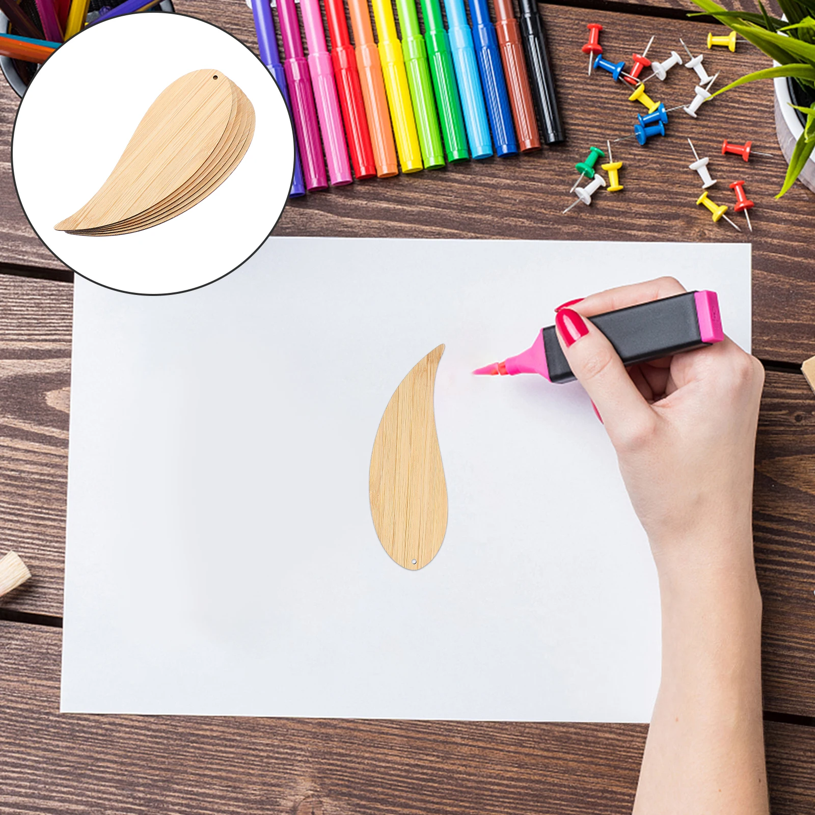 6 шт. бамбуковые закладки толщиной 0,2 см в форме листа, пустые граффити, незавершенные закладки «сделай сам», для выпускного дня учителя