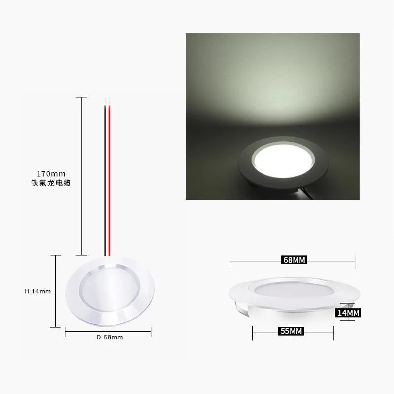 Imagem -05 - Mini Luminária de Teto Recesso Ultrafino Spot Led Lâmpada Fina Vitrine Interior Armário de Cozinha Downlights Pequeno Buraco 55 mm 3w 12v dc