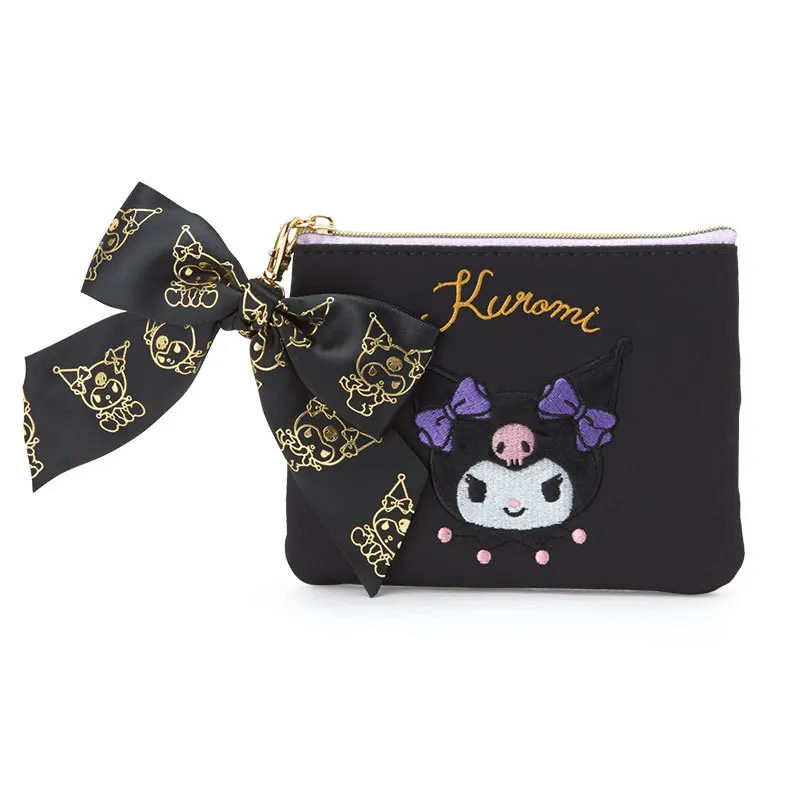 Cute Sanrio Cartoon Kuromi Small Square Bag Bowknot Girls Hook Change Bag Card Identification Bag Mini Storage Bag Coin Purse