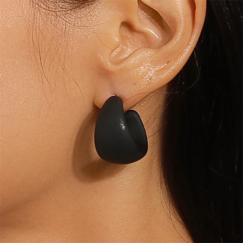 Aihua koreanische bunte Acryl klobige runde Creolen für Frauen einfache geometrische Harz Ohrringe Aussage Schmuck Geschenke – Detail 3