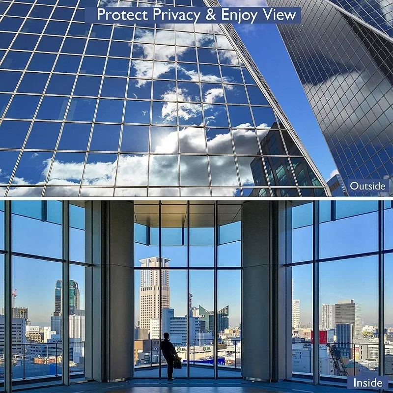 40x100cm One Way Daytime Privacy Film Sun Blocking Anti UV Reflective Heat Control Static Cling Window Tint for Home And Office