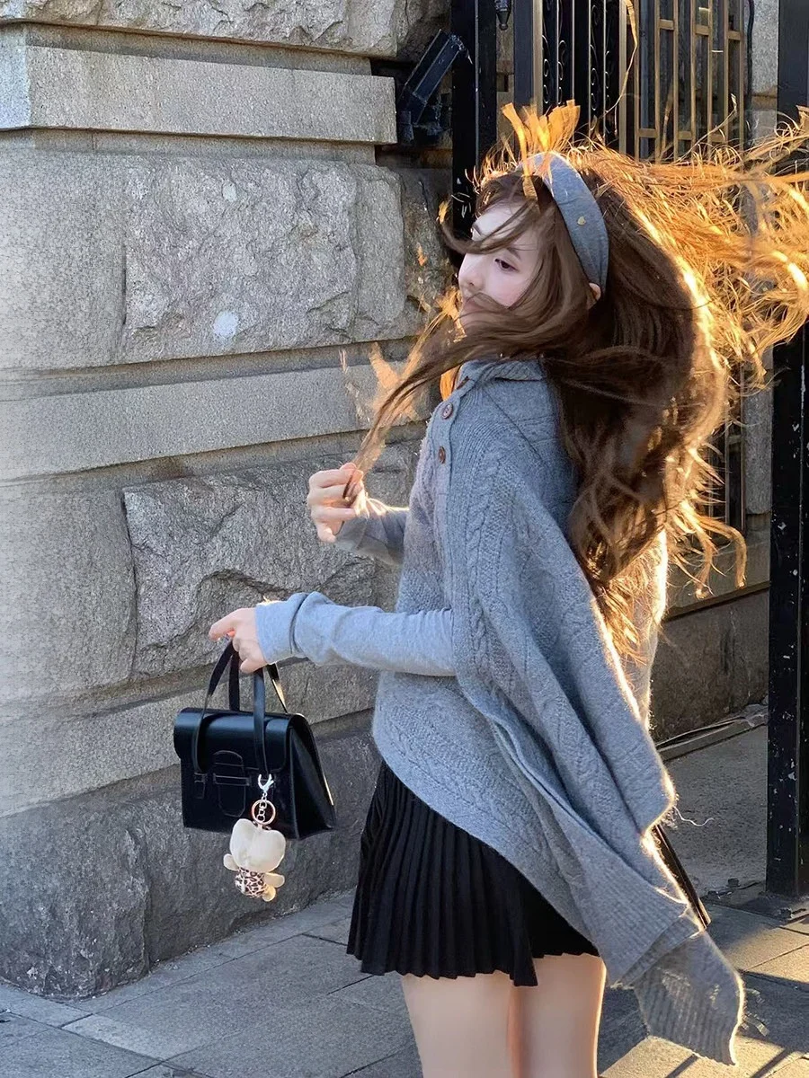 

CallmeEar 00% Wool ort Knitted Sweater Women's Autumn Design Asymmetrical Long Sve Batwing Top Faionable Commute Sle