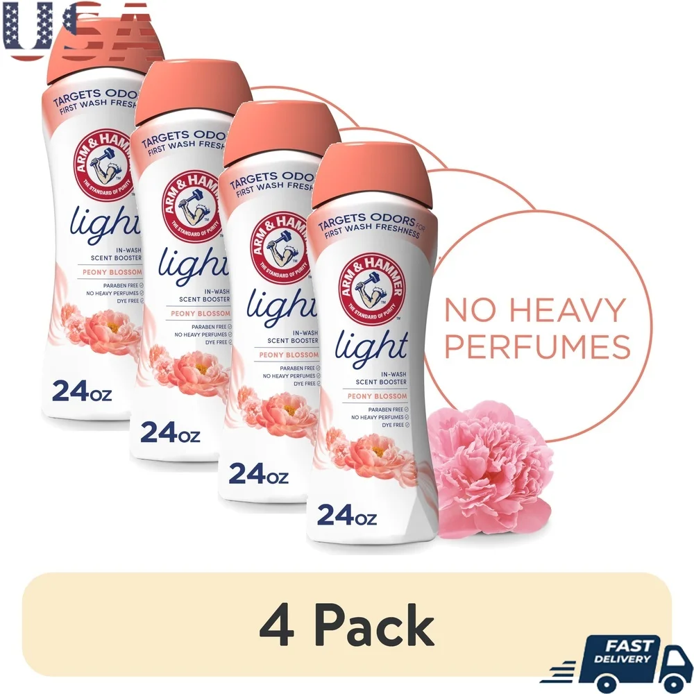 

4 Pack In-Wash Scent Booster Light Peony Blossom Scent Long Lasting Freshness No Dyes No Parabens Safe All Fabrics