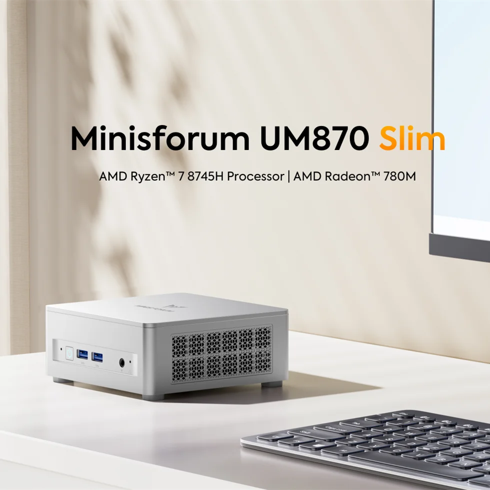 MINISFORUM Mini PC UM870 Slim AMD Ryzen 7 8745H R5 7640HS USB4.0 2*DDR5 2*PCIE4.0 2.5G LAN Windows 11 Mini Gamer Computer WiFi6E