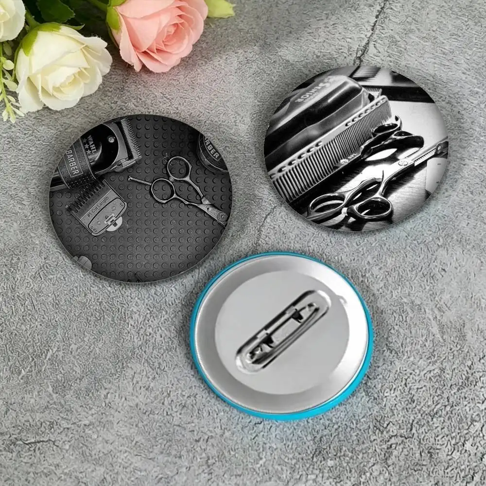 Barber Shop Stylist 25 32 44 58 75mm Badges Personalized Round Brooches Pins Accessory Gift