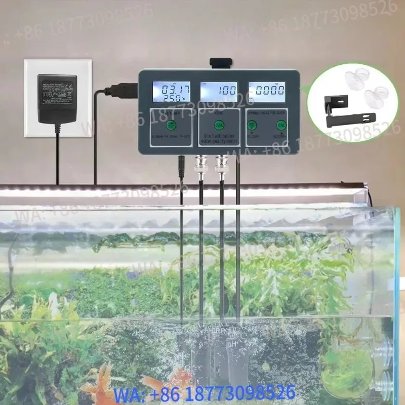 8-in-1 salinity and acidity meter with data logger function, used for landscaping and hydroponic plants