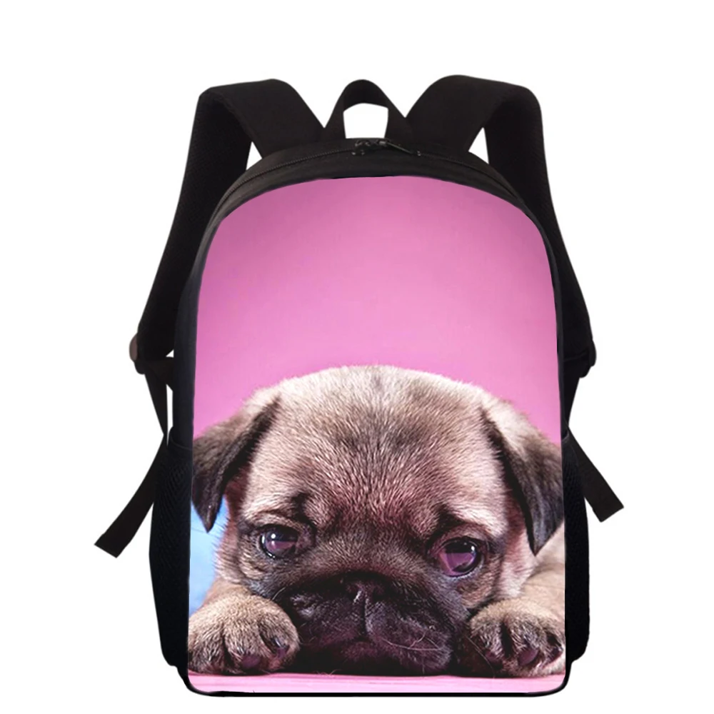 Mochila con estampado 3D de perro para niños y niñas, morral escolar de 16 "con personalidad encantadora, mochilas para libros