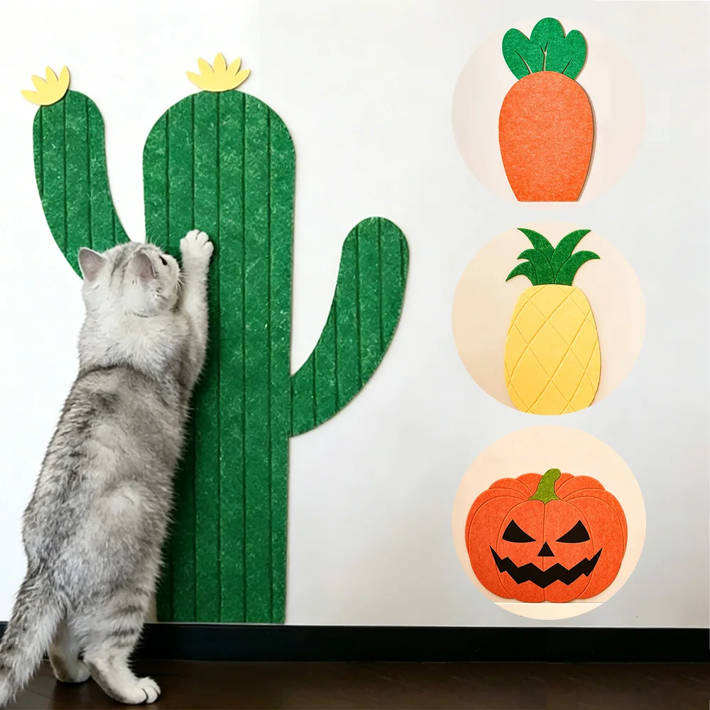 Cat Scratch Pad Wall Mounted Felt Cat Scratch Board Self-Adhesive Furniture Protection Pad Plush Free Durable Indoor Cat Toy