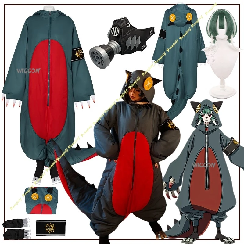 

GACHIAKUTA Gita Hebi Fantajia Anime Cosplay Costume Set Men's Winter Warm Green Suit with Wig Mask And Pajamas for Party