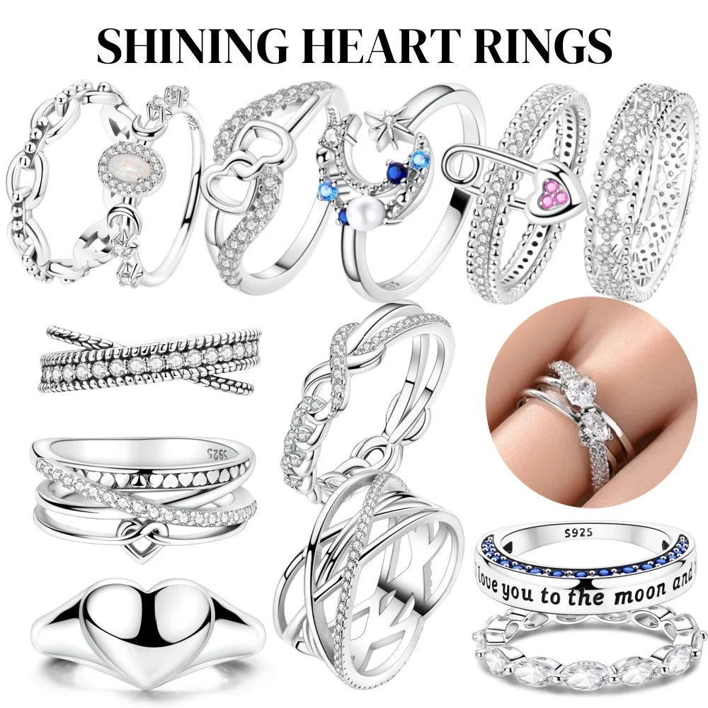 2026New Rings For Women 925 Sterling Silver Shining Cuban Chain Ring Fine Wedding Engagement Birthday Mother\'s Day Jewelry Gifts