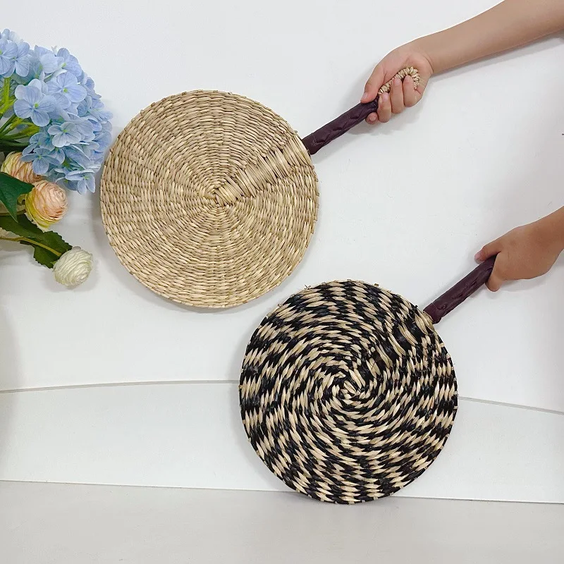Seaweed Woven Round Fan African Element Wall Hanging Colorful Bamboo Woven Fan Candy Color