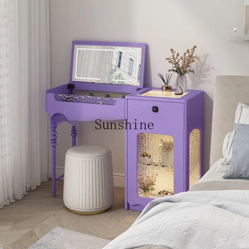 Simple tone cream style integrated bedside table, vanity table, high-end two-in-one desk