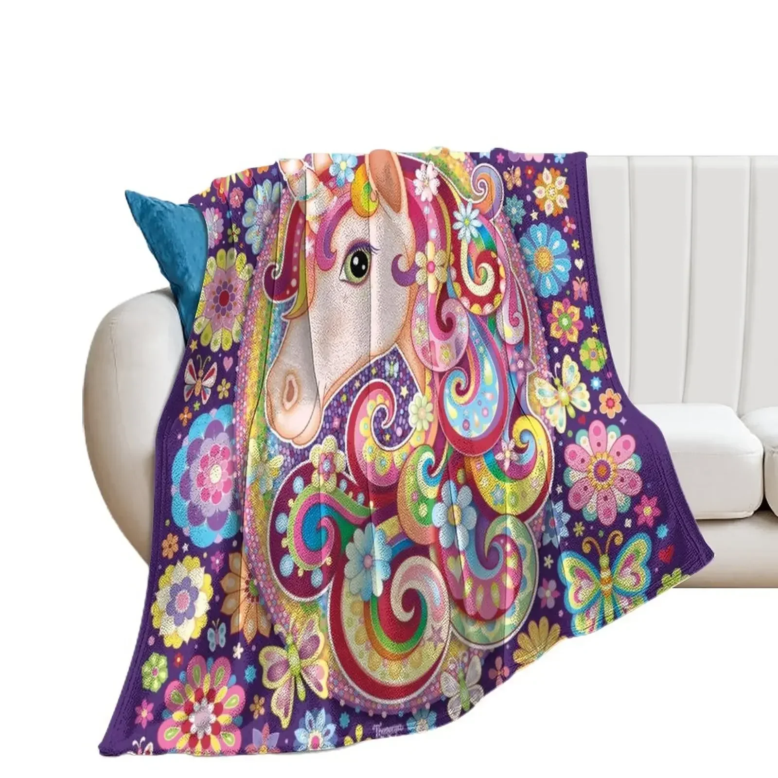 Unicorn Rainbow Art - Colorful Unicorn Art by Thaneeya McArdle Throw Blanket Comforter Warm blankets ands Blankets