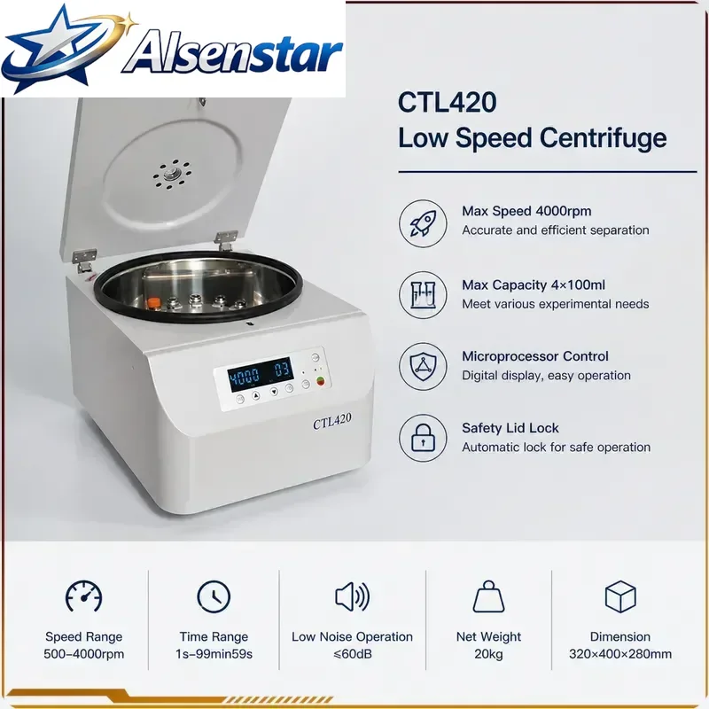 CTL420 4000rpm Benchtop Low Speed 12 Placer Swing Out Rotor Horizontal Centrifuge Laboratory Centrifuge Horizontal