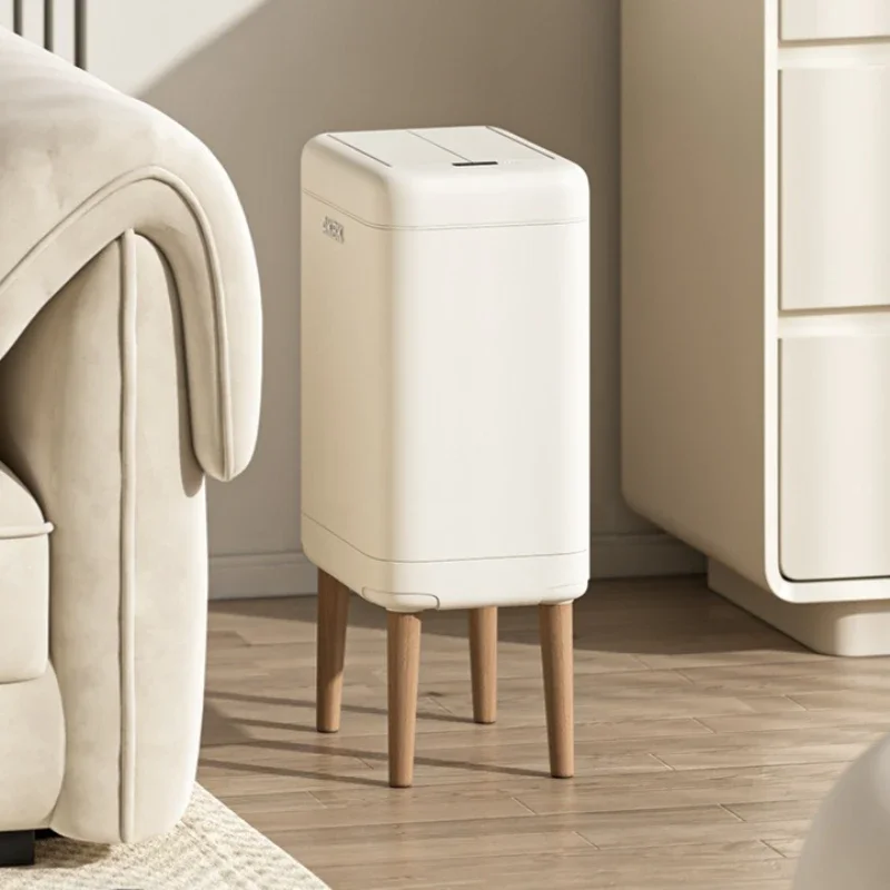 Automatic Sensor Trash Can High Stainless Steel Wastebasket Living Room Bathroom Trash Bin Luxury Buckets of Garbage for Kitchen