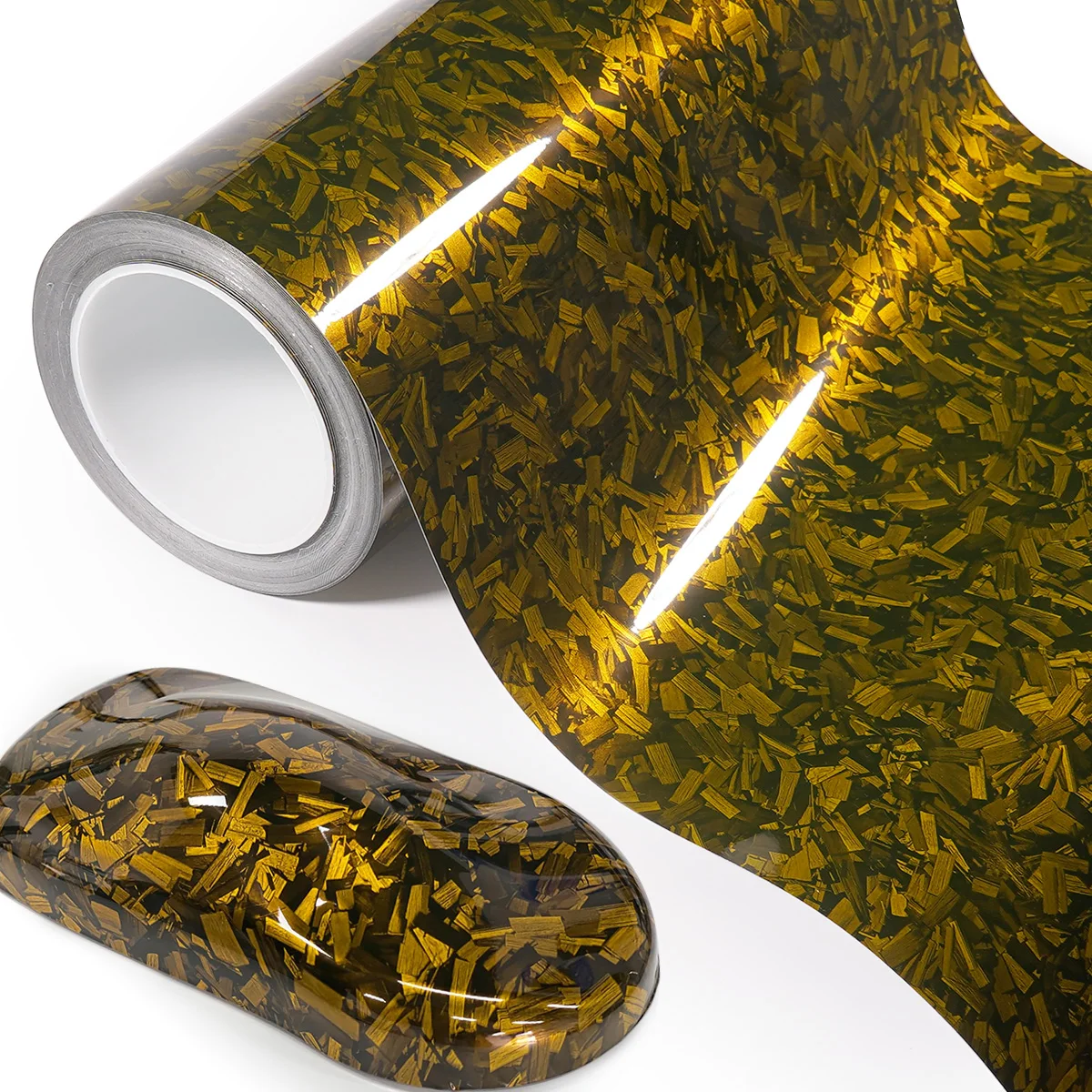 

High Glossy Gold Forged Carbon Fiber Vinyl Wrap Film Adhesive Motorcycle Scooter Car Decal Wrapping