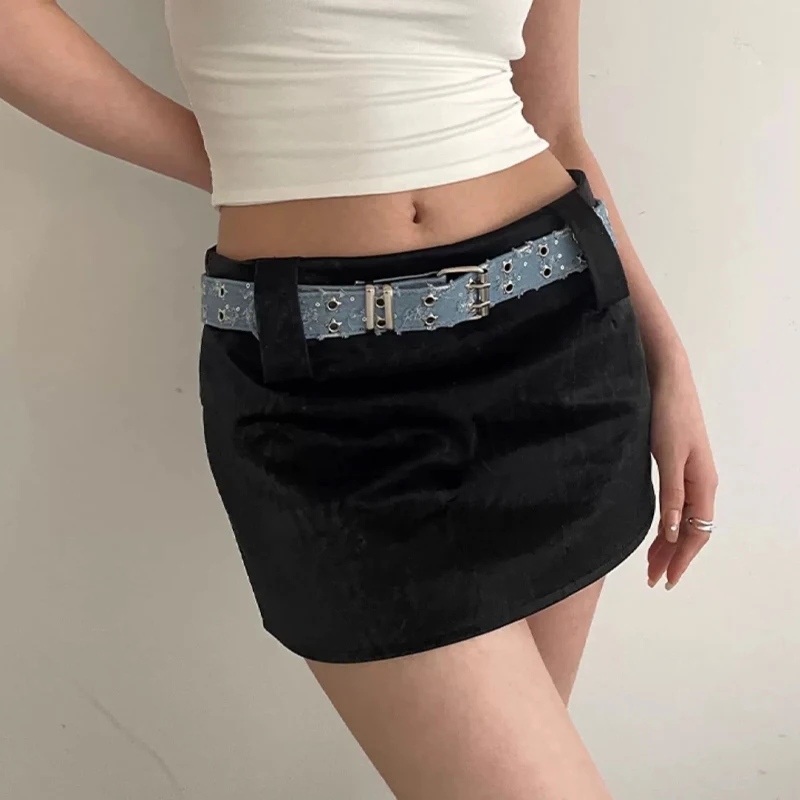 Vintage Double Row Belt Women Y2K Retro Star Waist Strap Trendy Waistbands Buckle Belts Female Punk Hollow Jeans Accessories