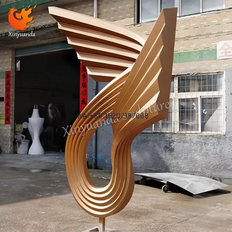 Wmwmnu Modern Stainless Steel Abstract Streamline Sculpture Painted Landscape Decorative Ornament for Outdoor Park Urban