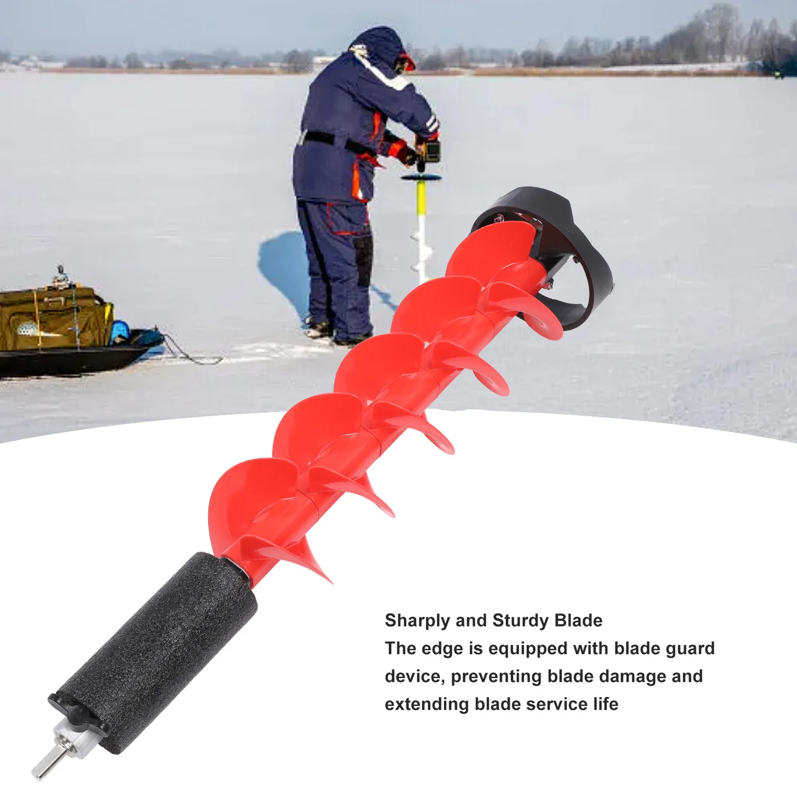 Ice Auger Drill Bit 28in Ice Auger Kit Carbide Drill Steel Cutter 6in Cutting Dia Ice Drill Auger w Positioner Ice Auger Tool