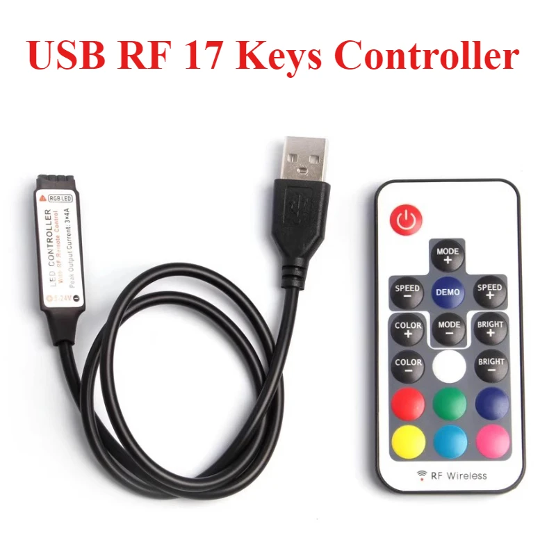 5V LED Strip USB Bluetooth 3 17 24 44Key RGB Controller IR Remote Control Dimmer for 5050 2835 RGB LED Strip Light TV Backlight