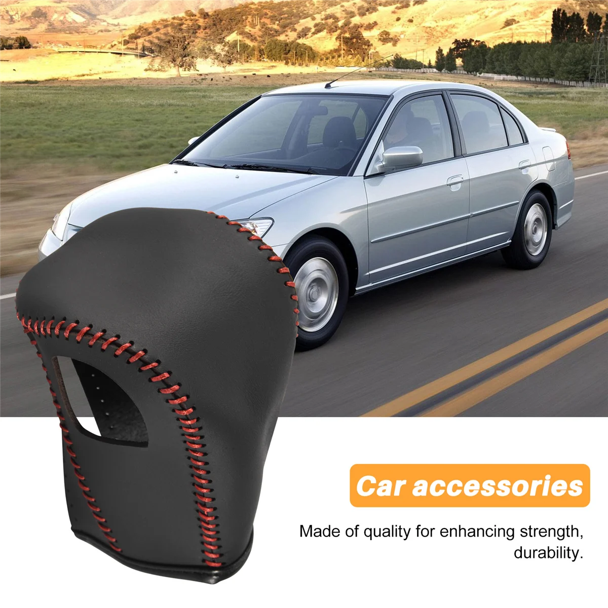 Car Gear Shift Cover,Leather Shift Lever Cover Fit for 2015 2016 ,Pack of 1 Piece Black Leather Cover Gear Shifter Knob