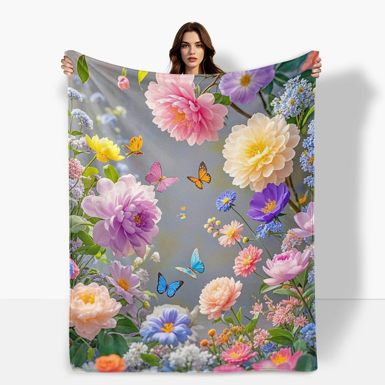

Пышное весеннее садовое одеяло с красочным цветочным дизайном для стильной и декоративной домашней атмосферы, круглый год