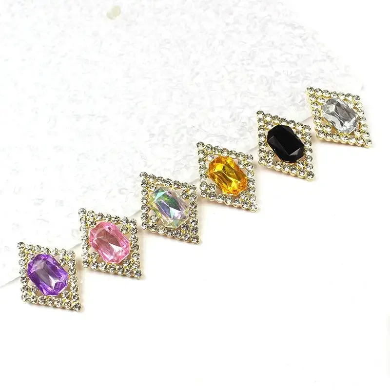 5 قطع من إكسسوارات سبائك المعين المصنوعة من حجر الراين اللامع للمجوهرات ذاتية الصنع 22 × 30 مم