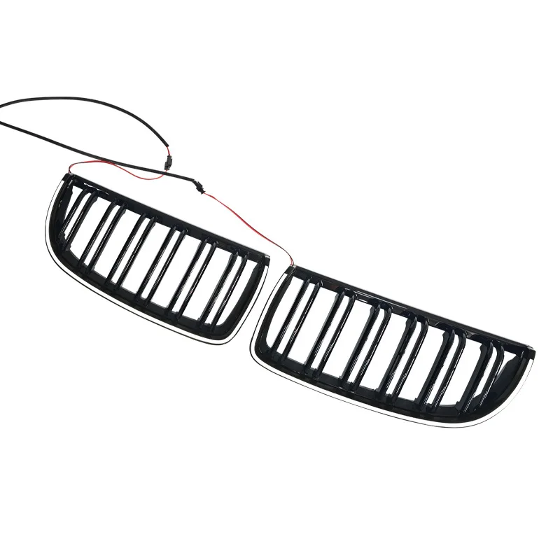Illuminated LED Glossy Black Front Grille (Dual-Line Style for For BMW E90 3-Series 4-Doors 320i 325i 2005-2008 Racing Grills