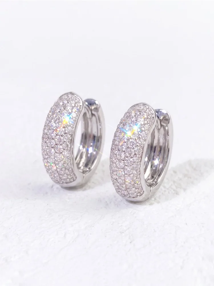 Full Moissanite Diamond Earrings For Women 925 Sterling Silver Anniversary Birthday Gift High Quality Fine Jewelry