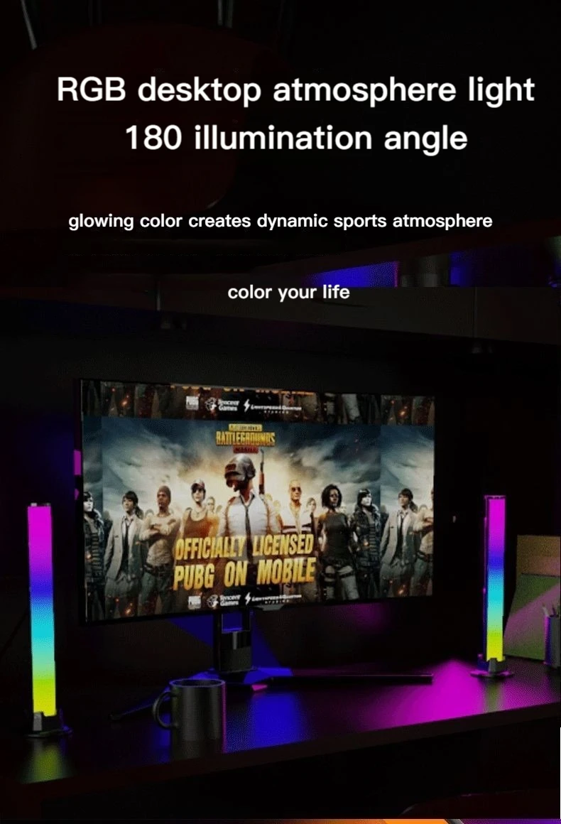 Rgb led carro sala de estar música ambiente sincronização luz da noite 3d som sensível colorida atmosfera desktop jogo luz 1 pacote de 2