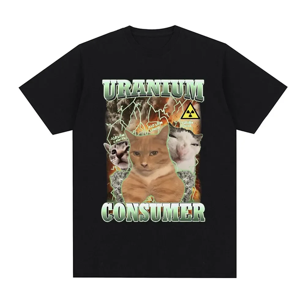 T-shirts humoristiques pour femmes avec motif chat et thème Uranium Consumer, style vintage, décontractés d'été à manches courtes
