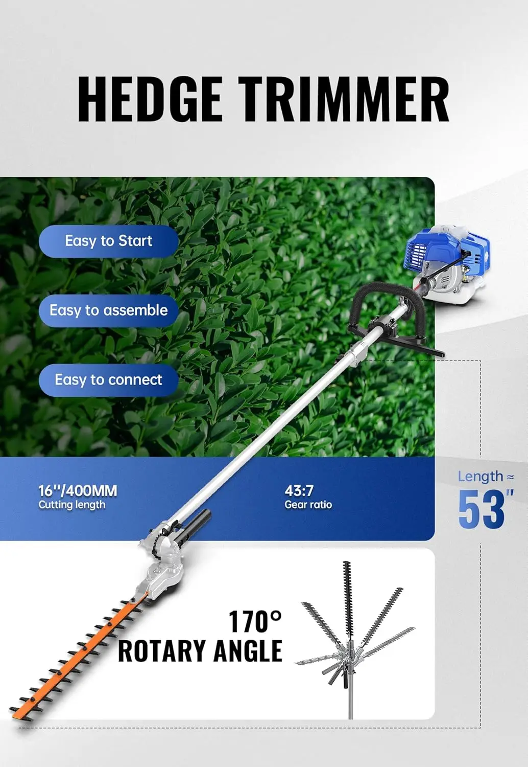 Alimentato a gas da 26 cc, tagliabordi, sega a palo, tagliasiepi e lama per decespugliatore, strumenti per la cura di più iarde 4 in 1