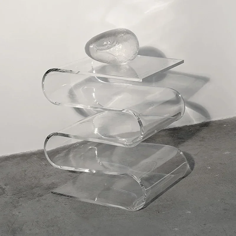 AANordic Acrylic Coffee Table Personalized Edge Magazine Shelf, Simple And Fashionable