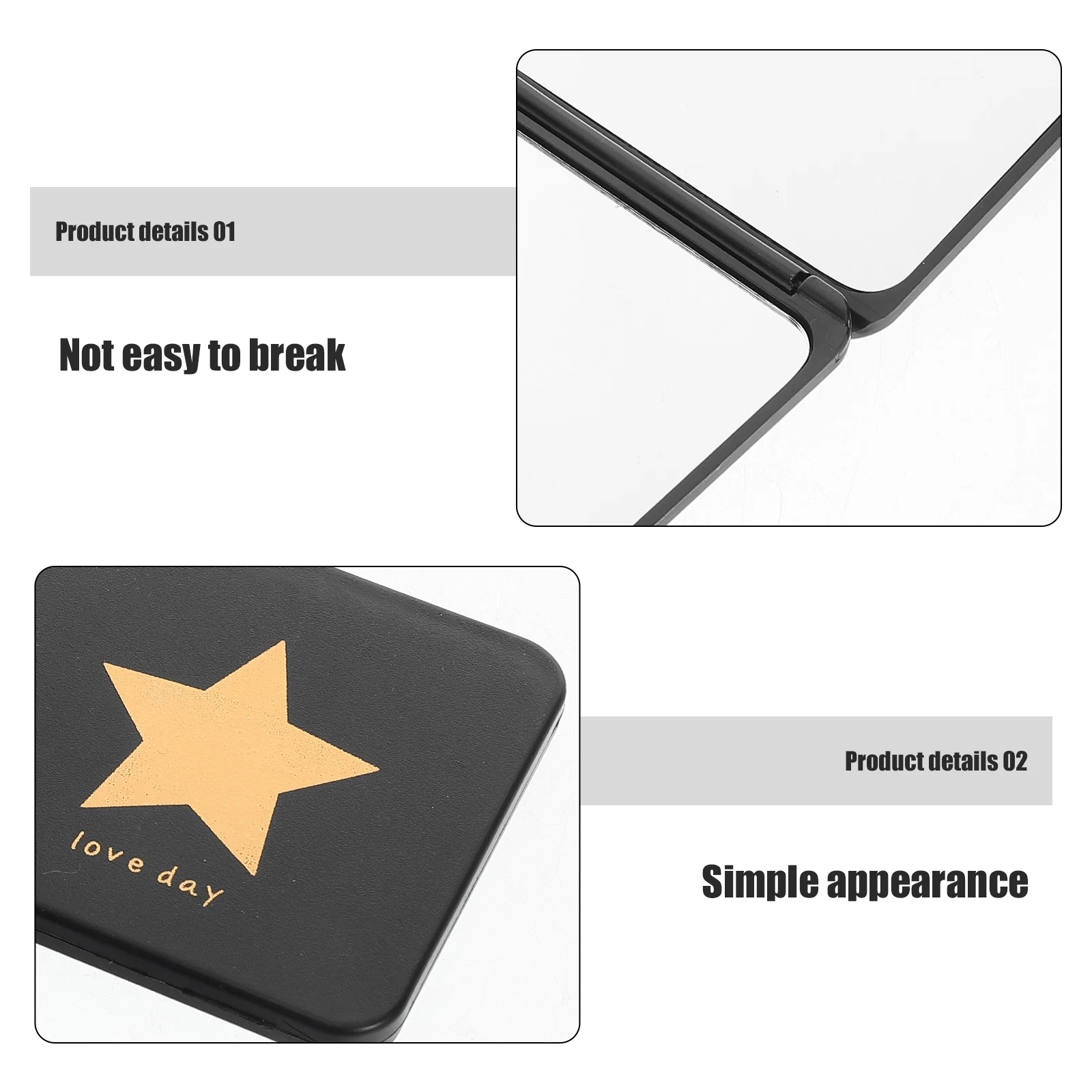 Mini specchio per trucco portatile da 2 pezzi, pieghevole, bifacciale, compatto, da viaggio, per touch up in viaggio e toelettatura quotidiana