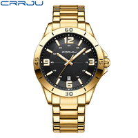CRRJU Top Brand Luxury Mens Watches Luminous Waterproof Stainless Steel Watch Quartz Men Date Calendar Business Wristwatch
